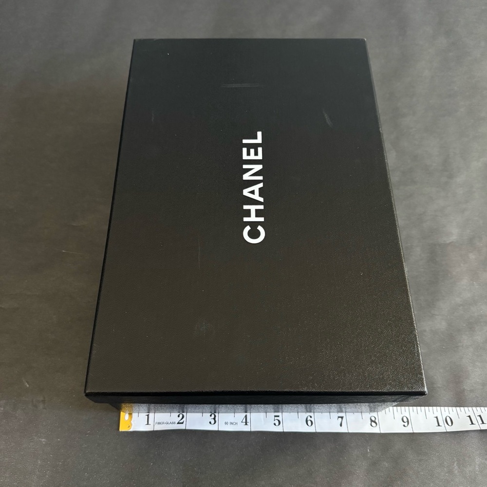 CHANEL Empty Gift Shoes Box Storage Cardboard Black 8" x 12" x 4" - Picture 8 of 9